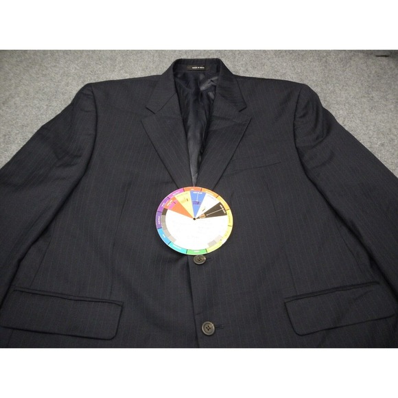 Lauren by Ralph Lauren Blazer‎ Blue Pinstripe Men's Size 46R 100% Wool 2 Button - Picture 2 of 10
